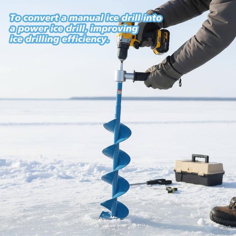 Otoolling two-piece ice drill attachment set for sharing and backups