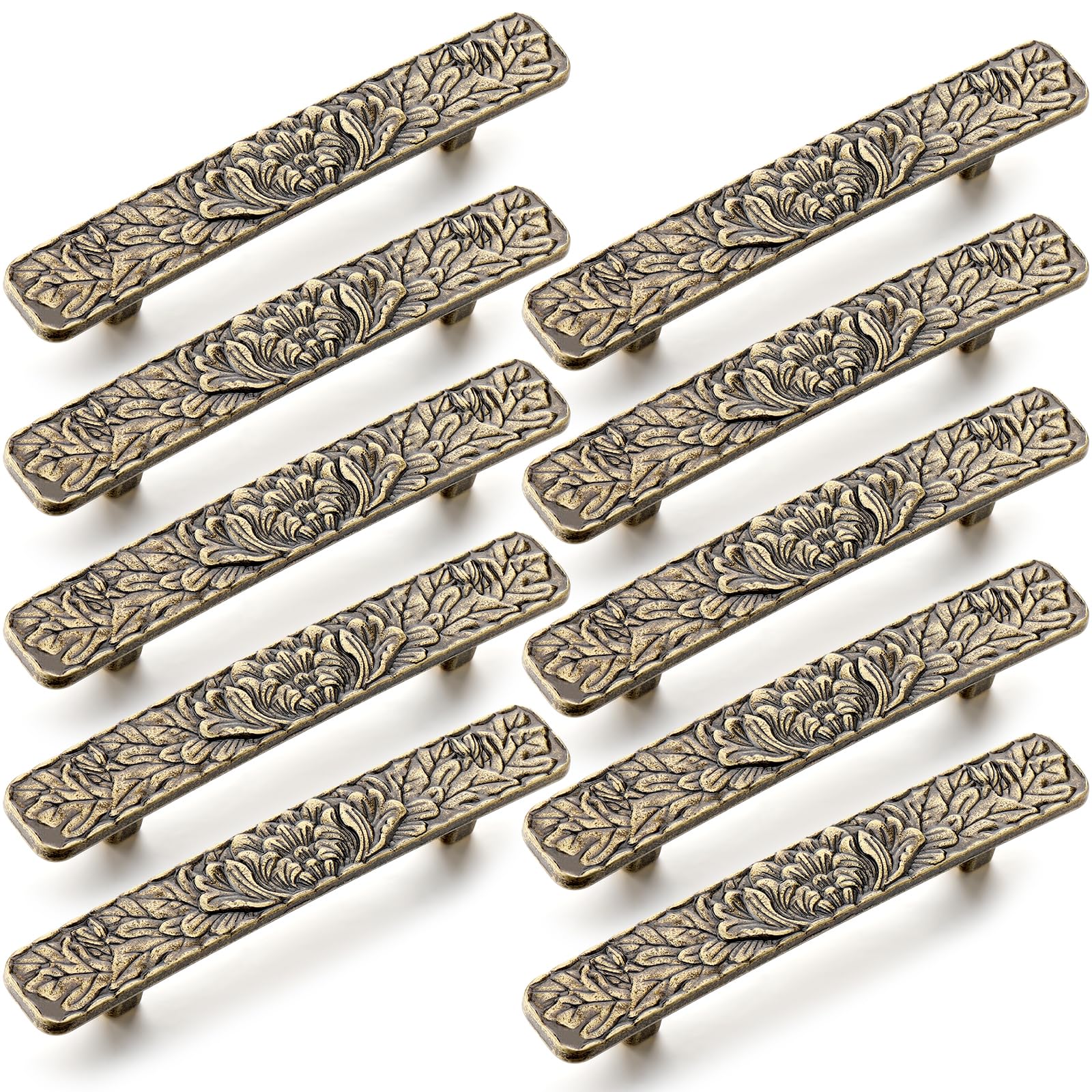 Otoolling vintage bridge drawer pulls with 3-inch center for cohesive cabinet updates.