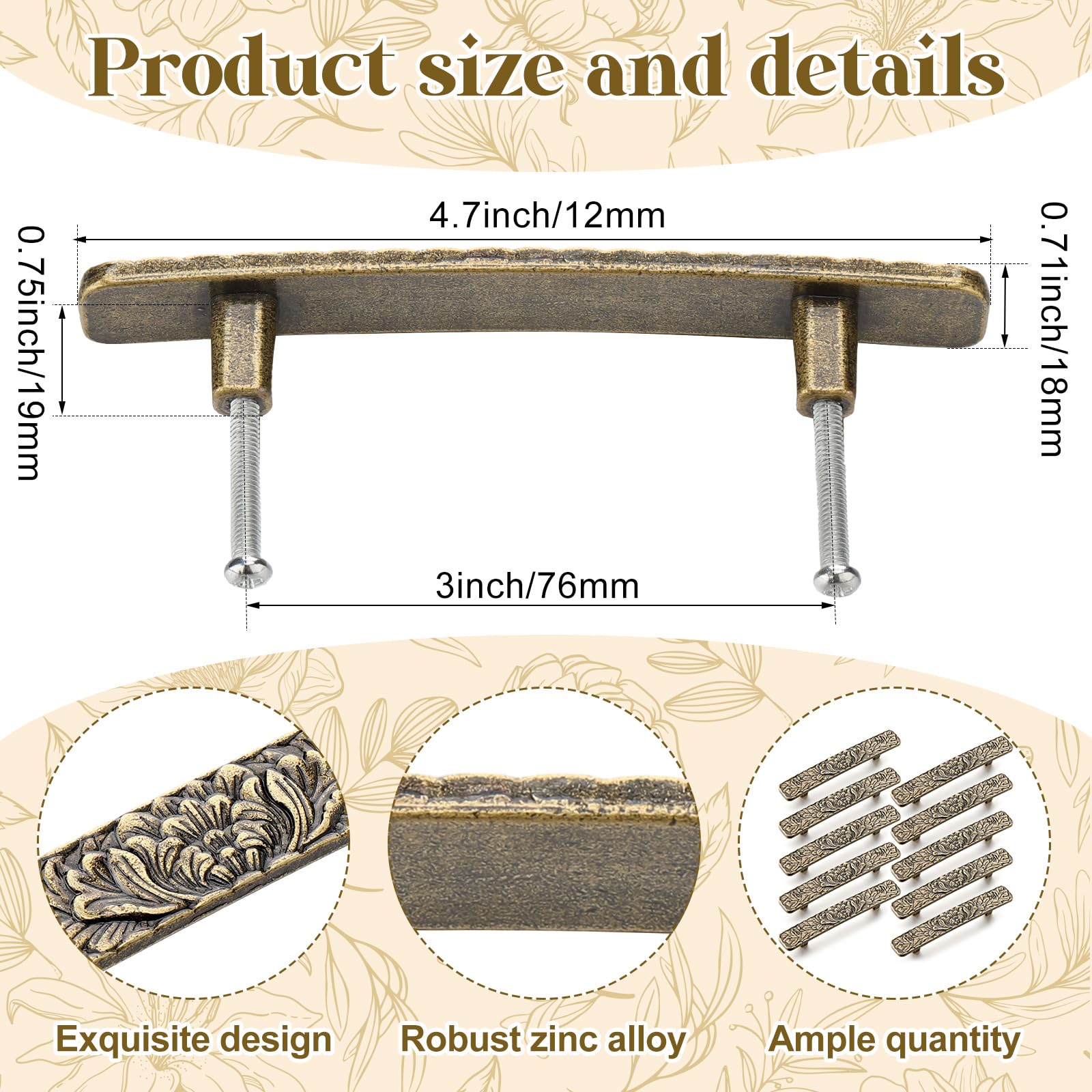 Otoolling zinc alloy solid construction ensures durable cabinet hardware.