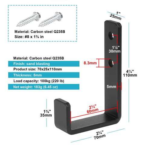 OTTFF J-hook for garage storage with 220 lbs capacity.