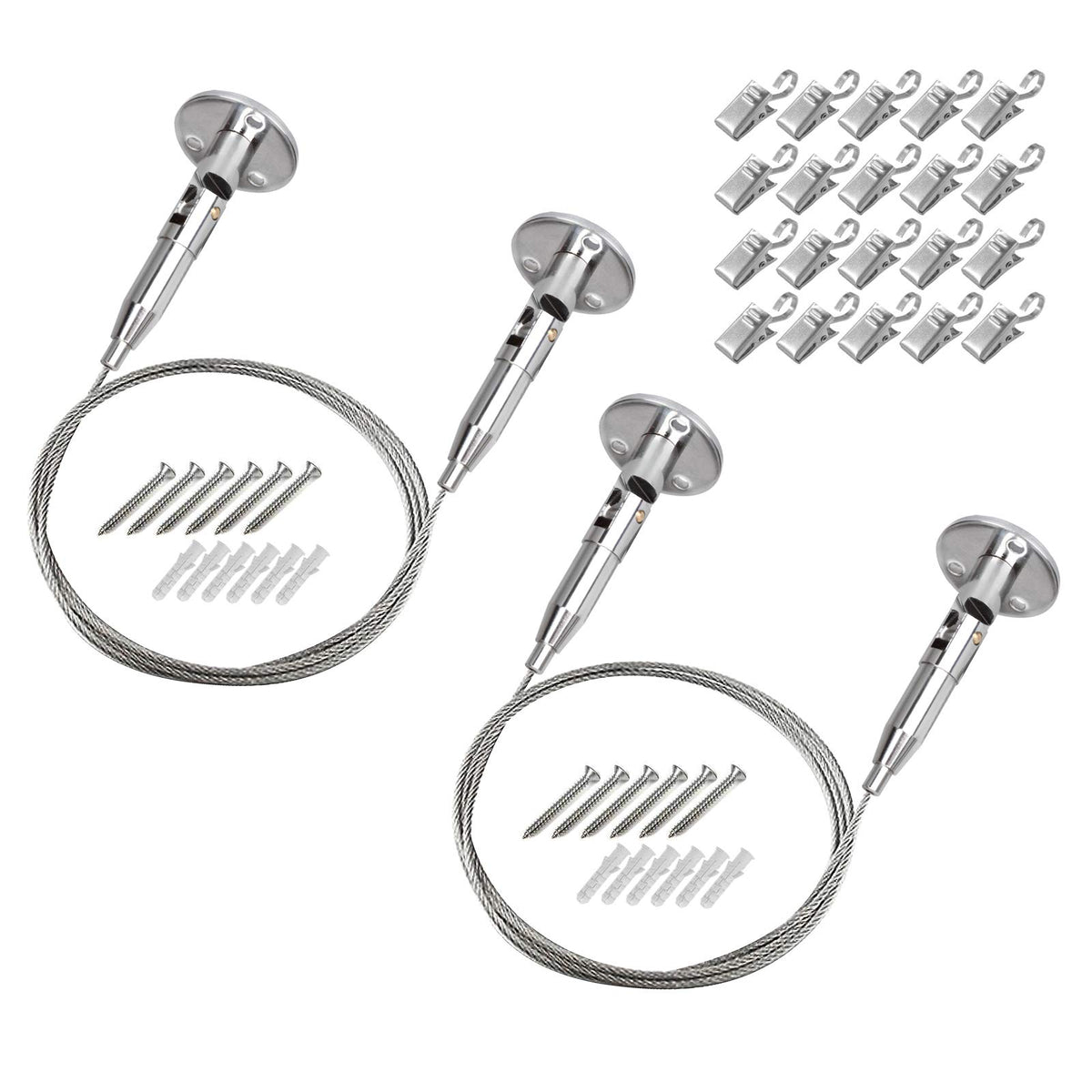 OTTFF contents showing two wires, mounting pieces, clips, and screws for quick installation.