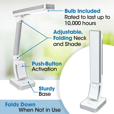 OttLite 13W Slimline Desk Lamp arm extended for flexible task lighting