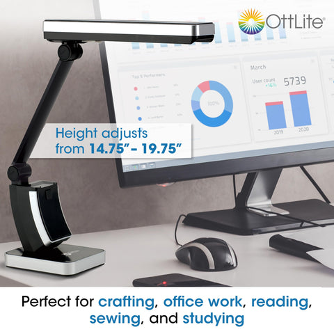 OttLite compact design fits small desks without crowding.
