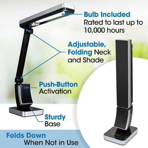 OttLite Slimline Desk Lamp extended arm for flexible task lighting.