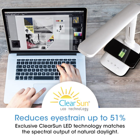 OttLite Charge Up desk lamp with adjustable neck for precise light placement