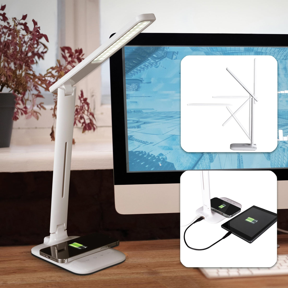 OttLite Charge Up desk lamp with wireless charging pad for convenient device power