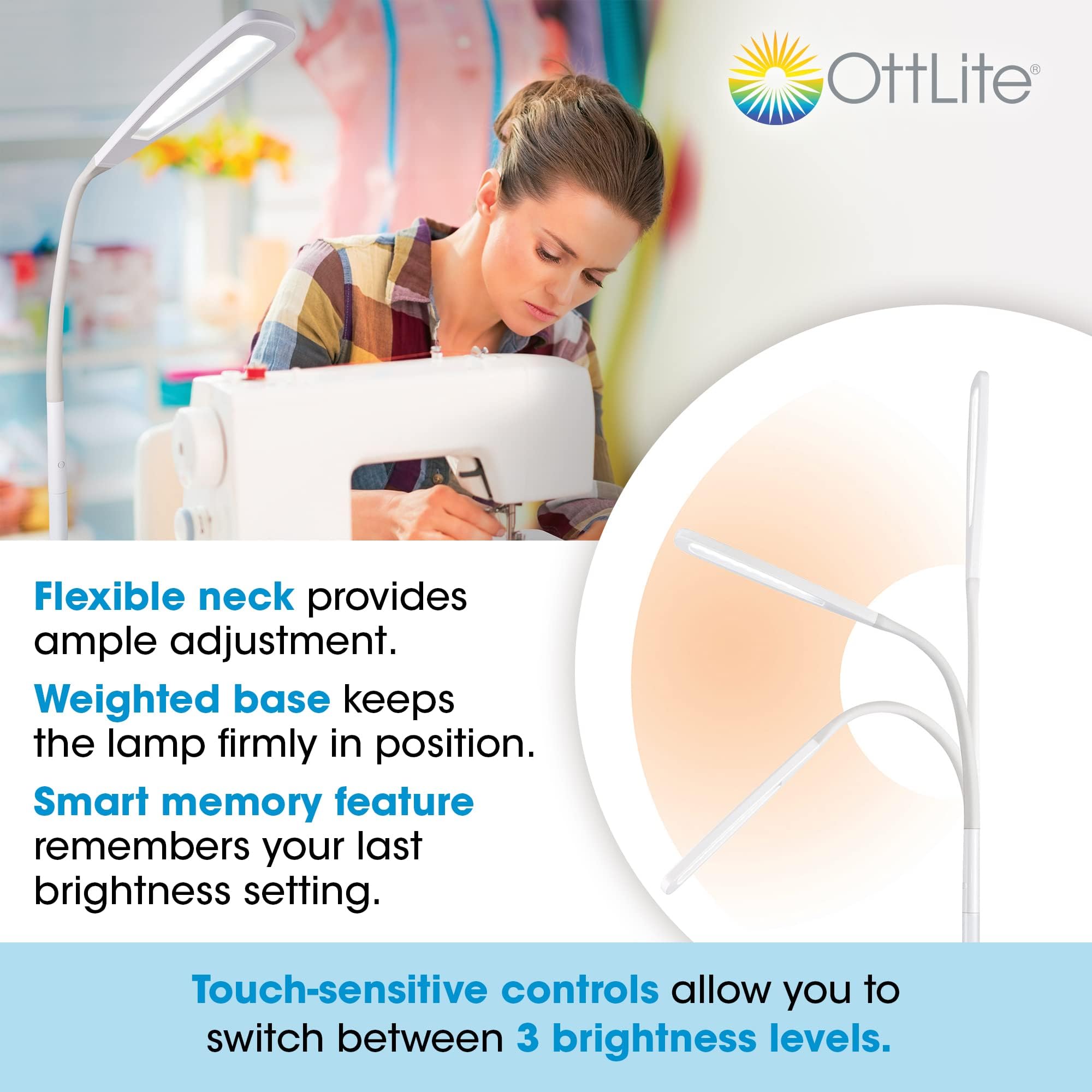 OttLite ClearSun Flex gooseneck extended for precise task lighting