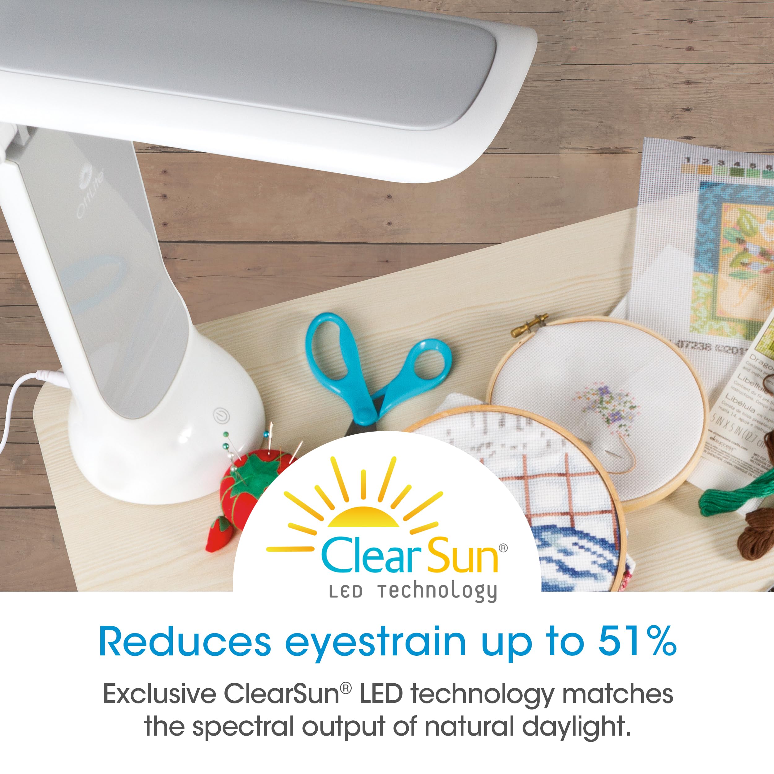 OttLite color-accurate lamp with high CRI for crafting.