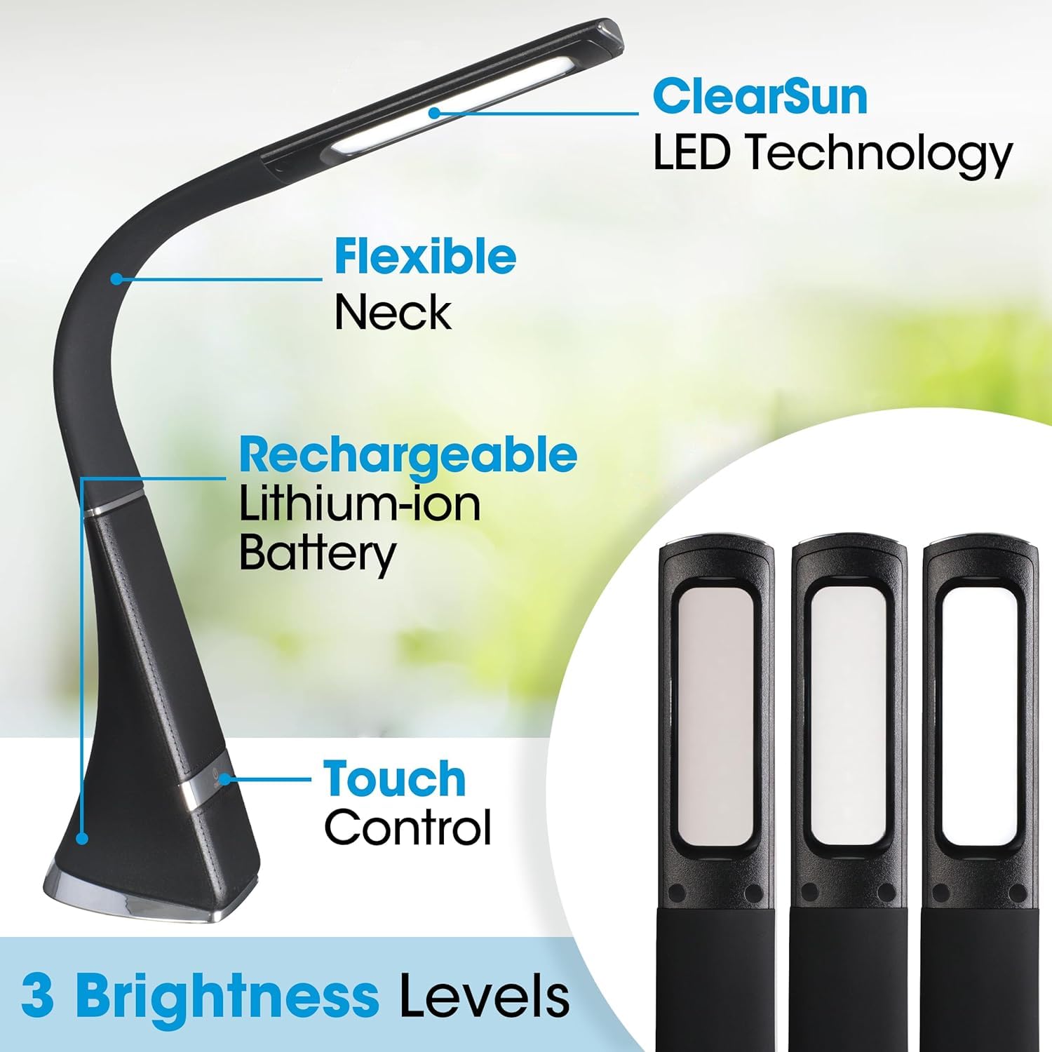 Gooseneck flexibility adjusting light angle for precise reading