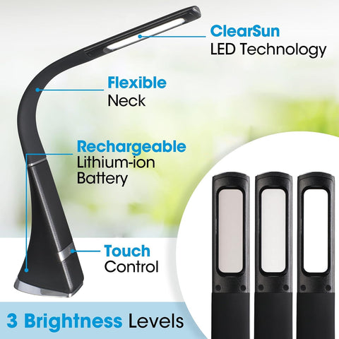 Gooseneck flexibility adjusting light angle for precise reading