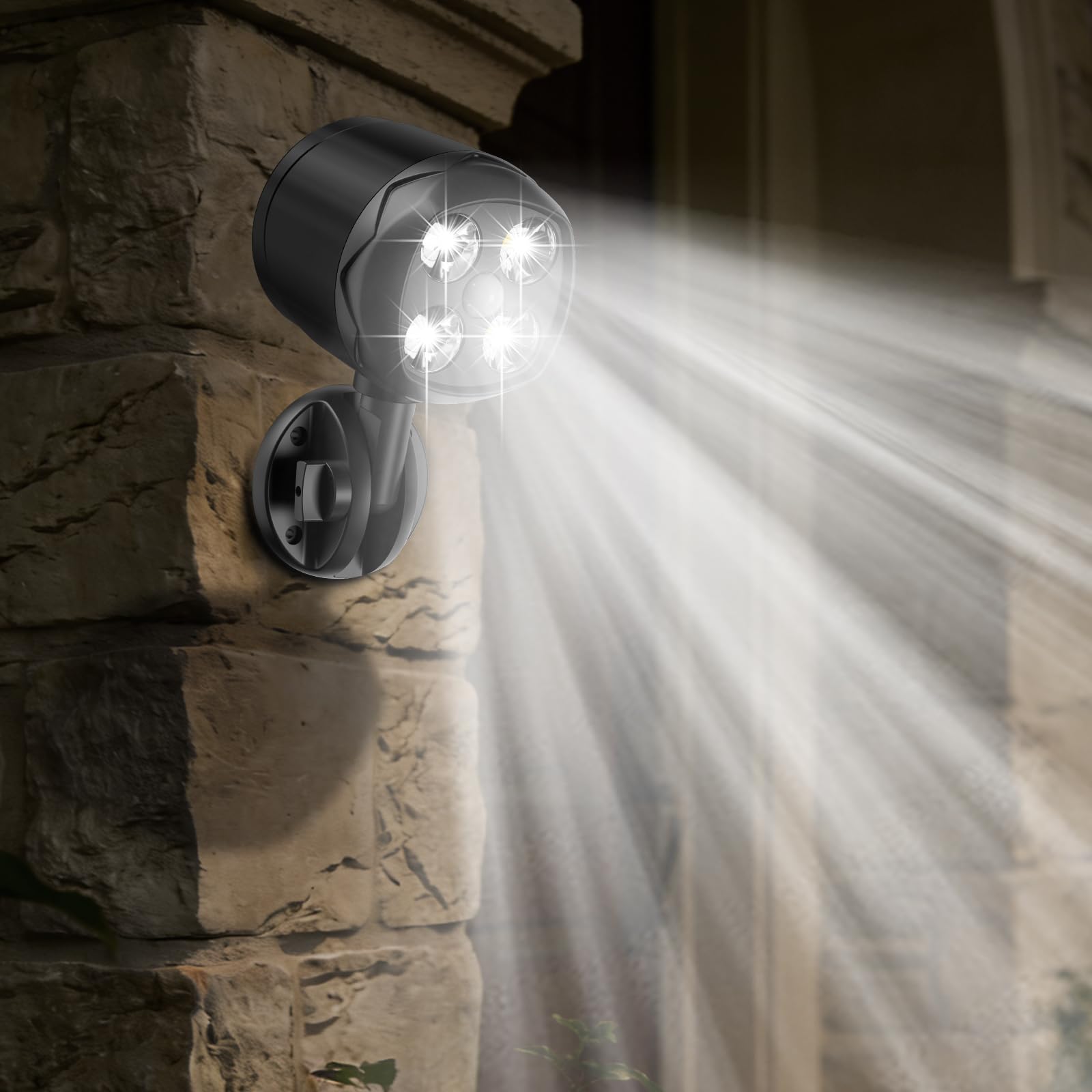 OTTYMER garden motion sensor light activates to brighten the walkway after dusk.