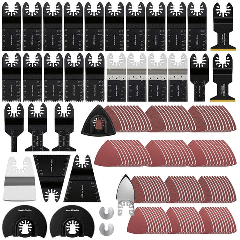 OTUCO oscillating blades for wood and metal cutting enable versatile home repairs.