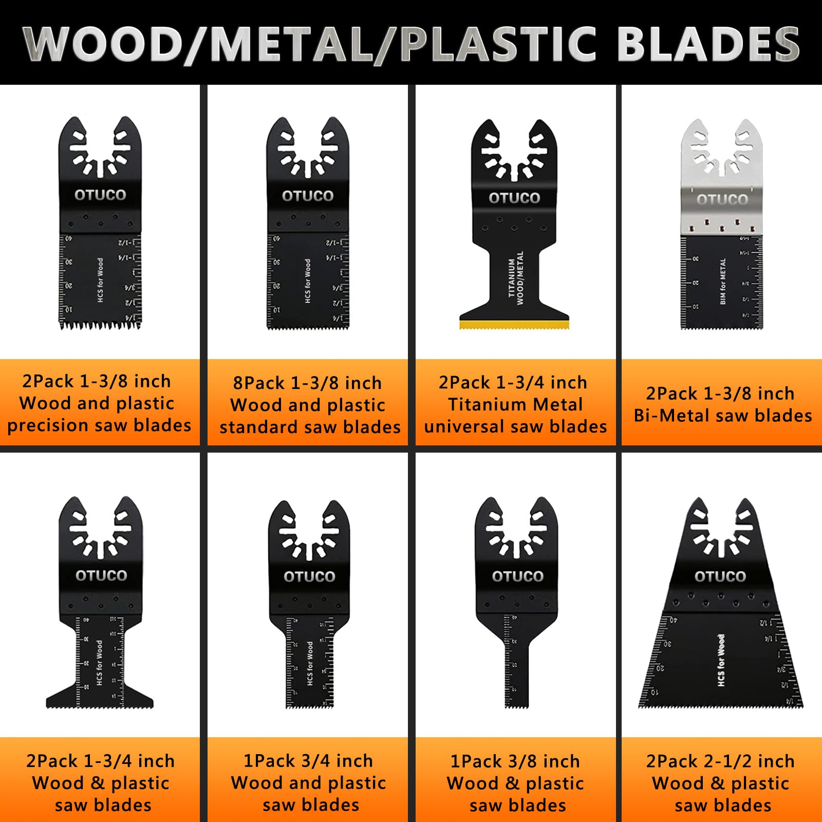 OTUCO cutting scale on blades helps control depth.