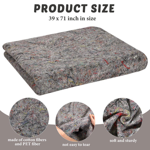 Oudain heavy-duty moving blanket showing durable cotton fiber padding for fragile items.