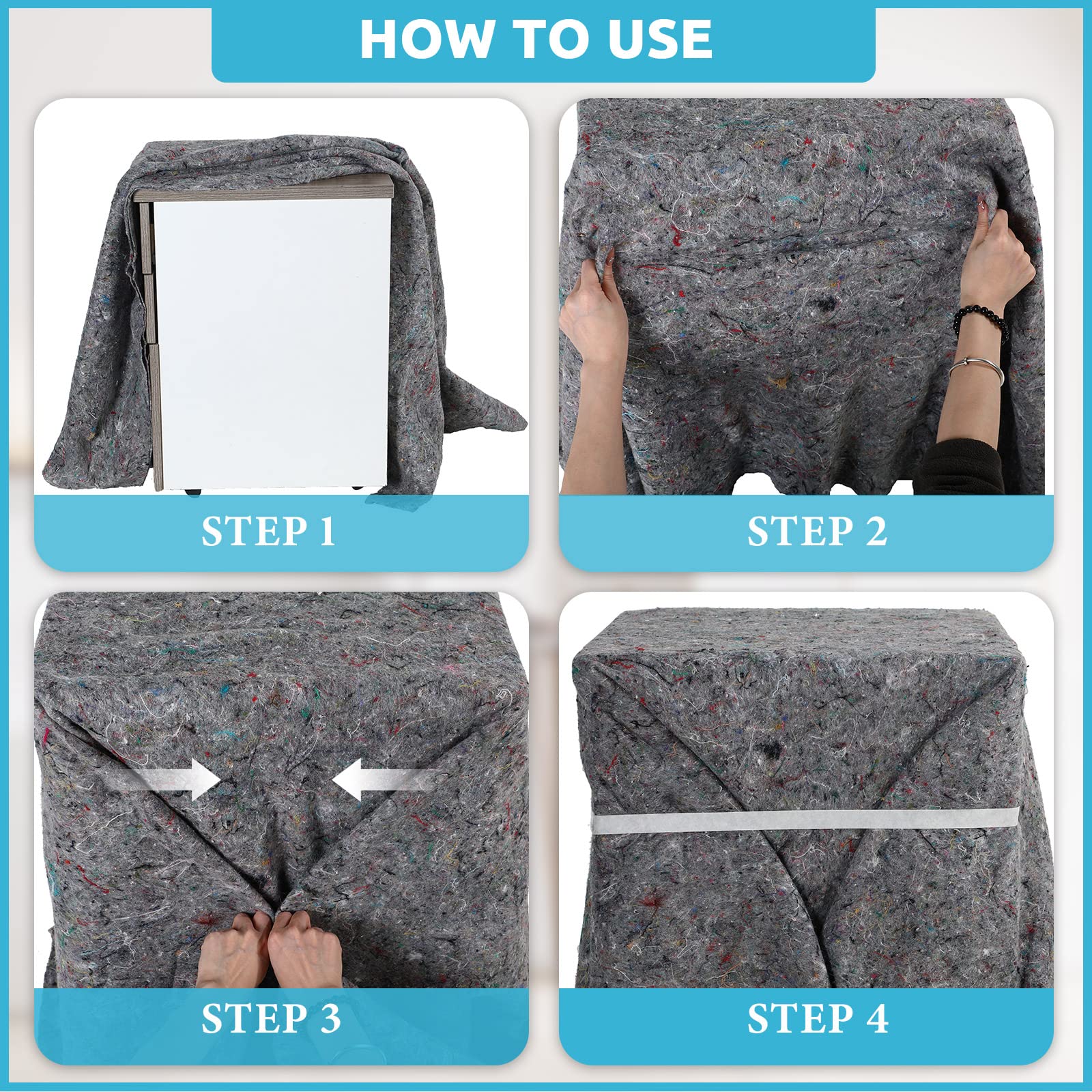 Oudain moving blanket cut-to-size option for small items and corners.