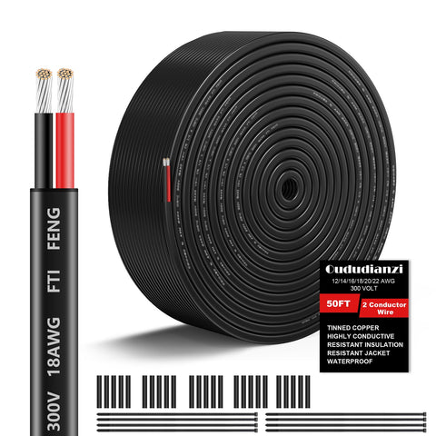 Oududianzi 18AWG wire spool ready for long low-voltage runs