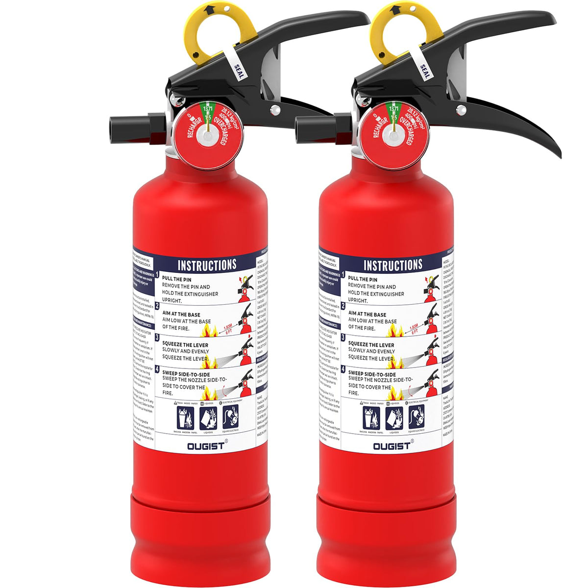Ougist ABC fire extinguisher 2.5 lb shown for home safety.