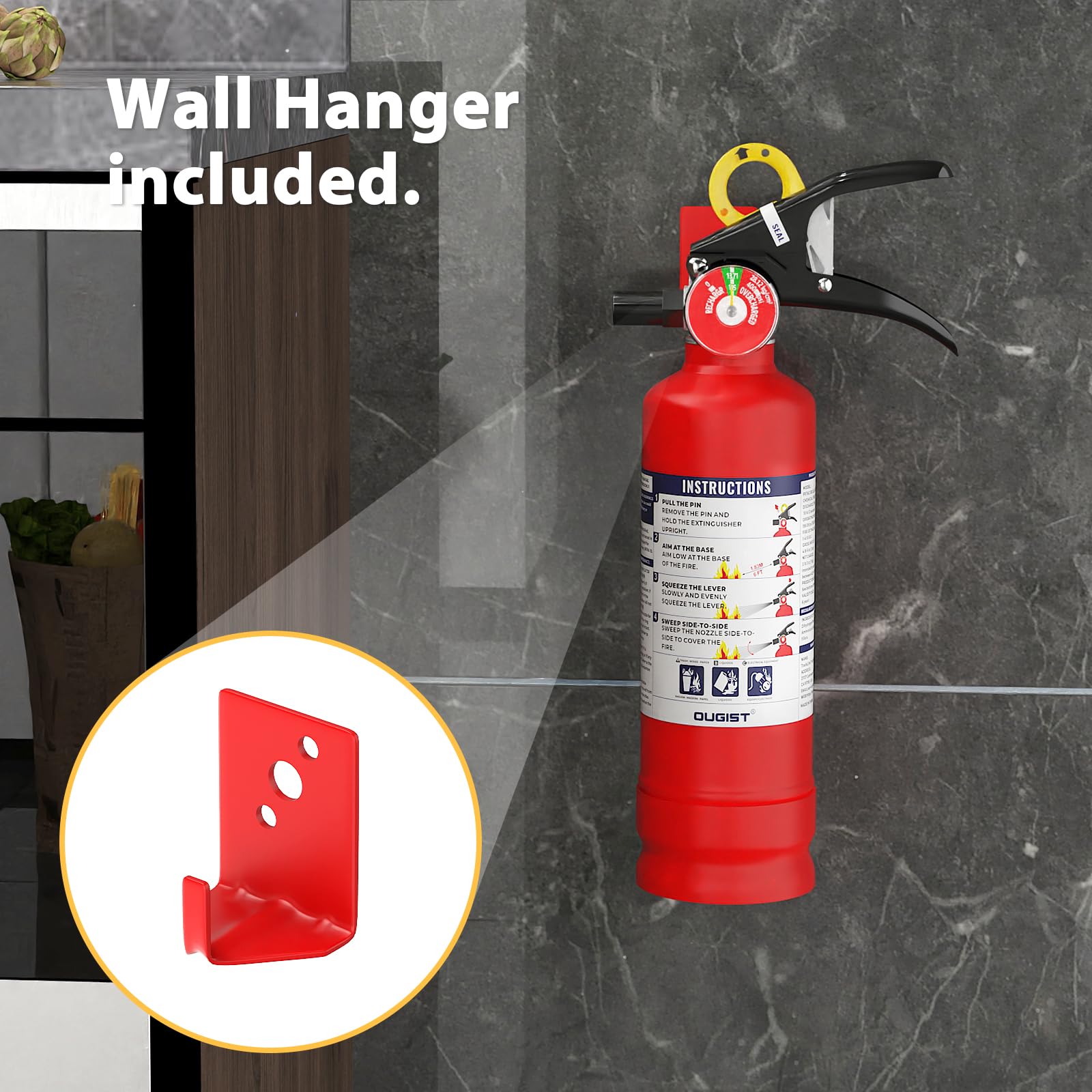 Ougist ABC Fire Extinguisher ABC-rated for A, B, and C fires