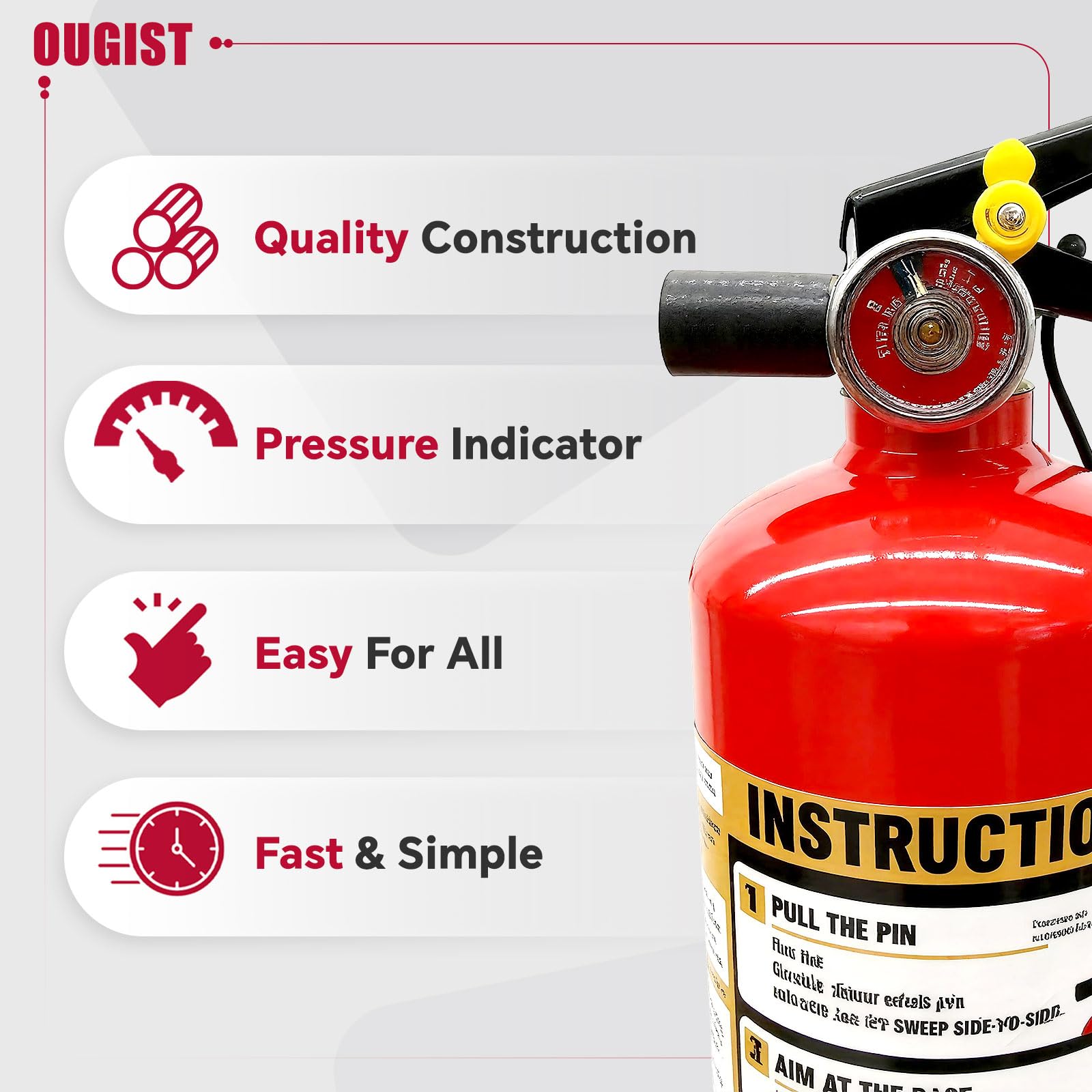 Ougist ABC fire extinguisher for boat, compact and easy to store on deck.