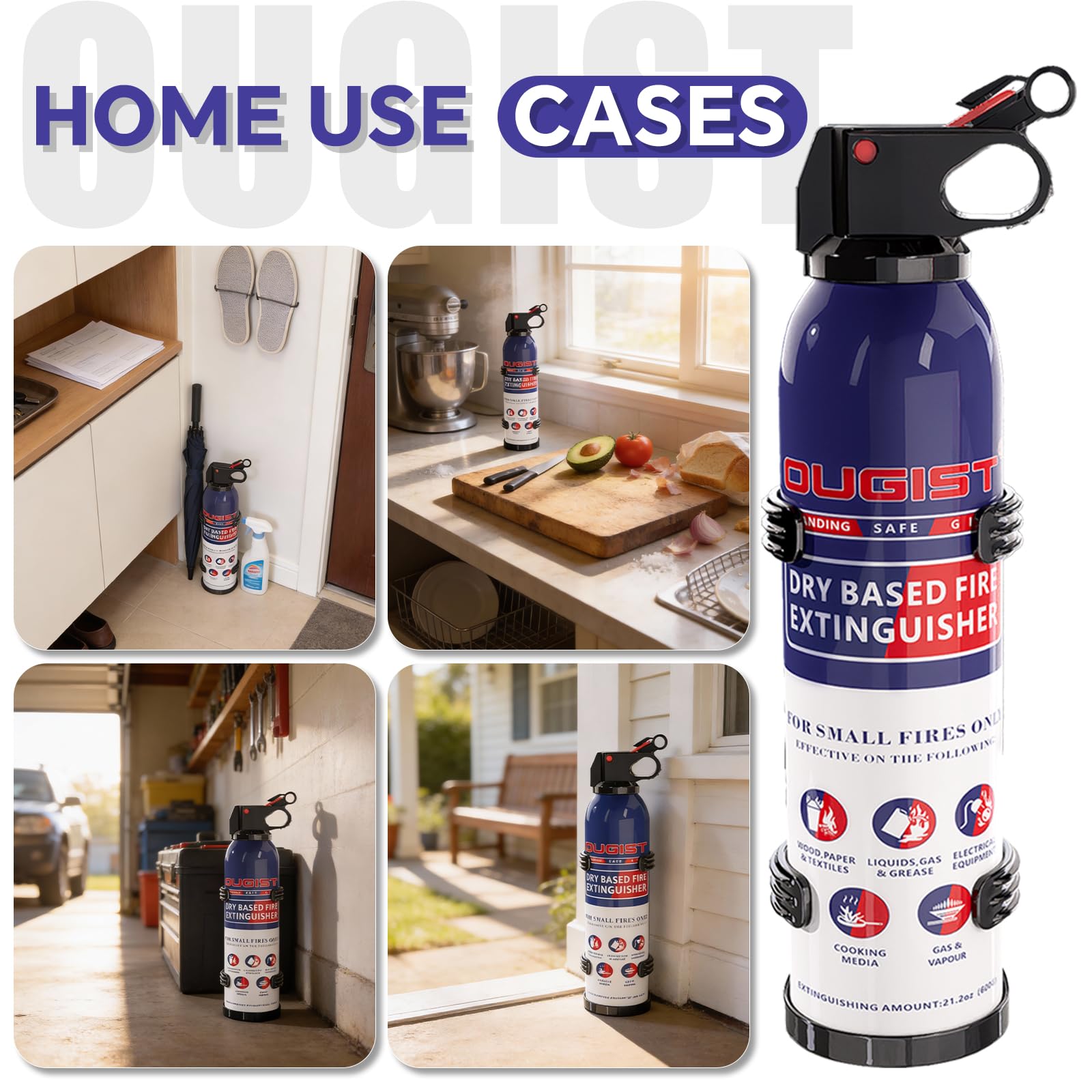 Ougist ABC compact extinguisher for vehicle fits easily under seats.