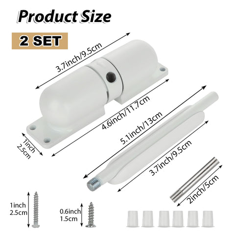 Oungy adjustable tension door closer with dial for customizable closing speed on any doorway.