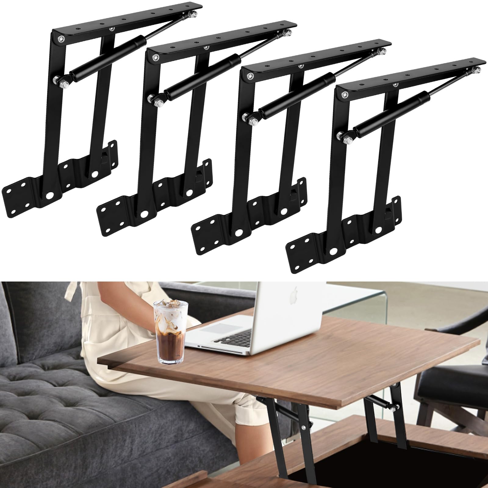 Oungy folding lift-top hardware for coffee table with smooth action.