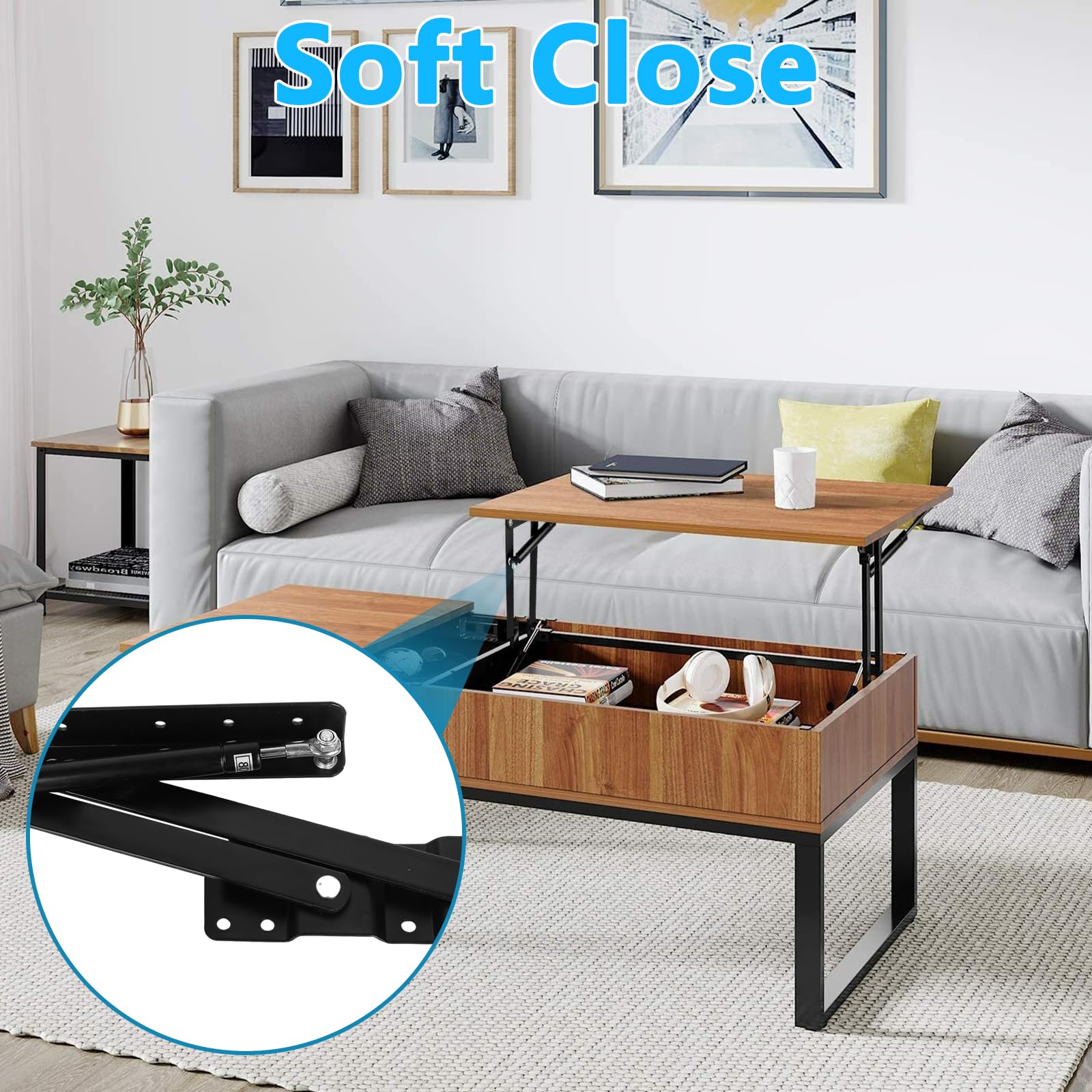 Oungy multi-use hinge for coffee tables and desks.