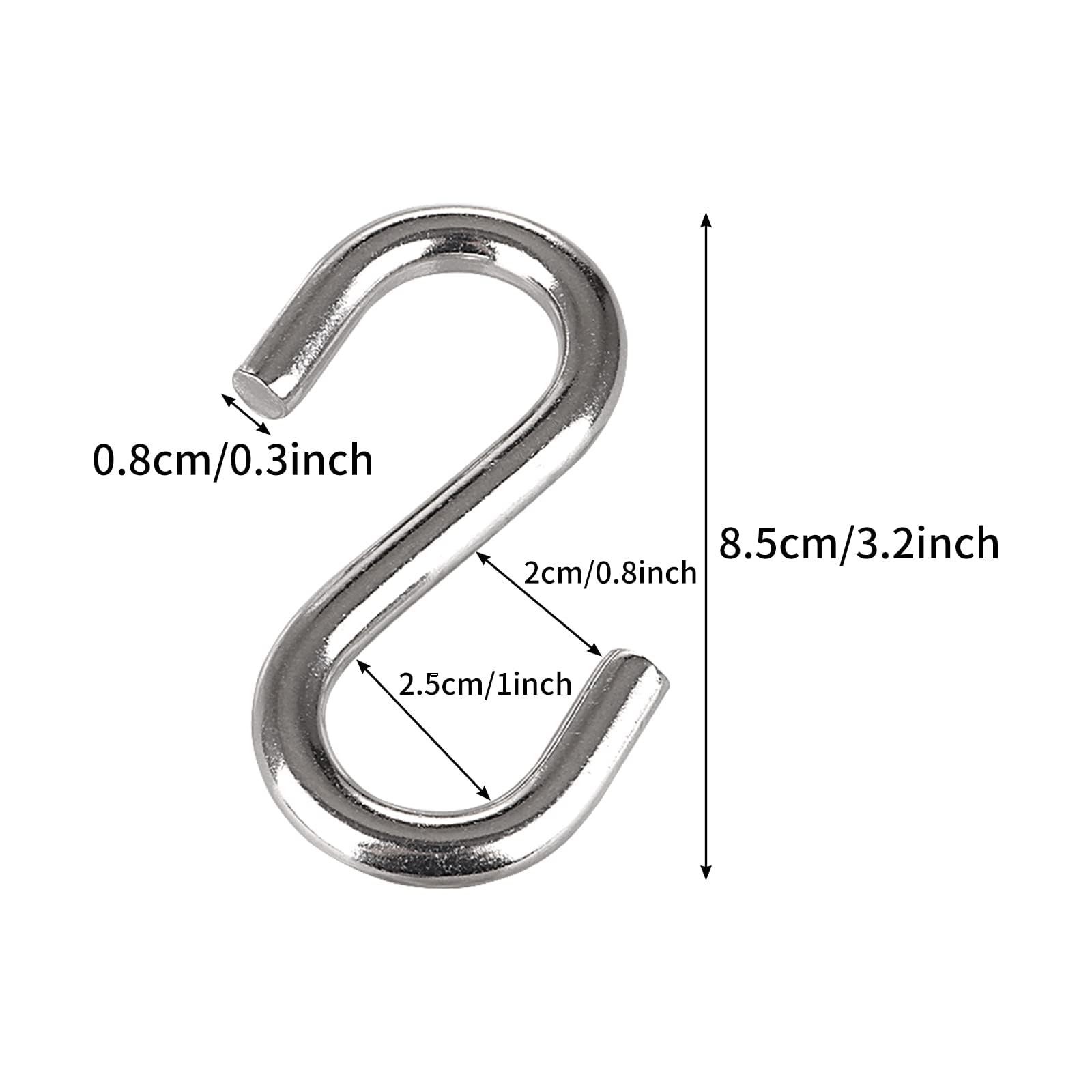 Oungy heavy-duty S hooks for swings, high load tolerance for secure outdoor use.