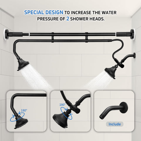 OURBAOFU double shower heads for couples offer spacious spa-like water flow.