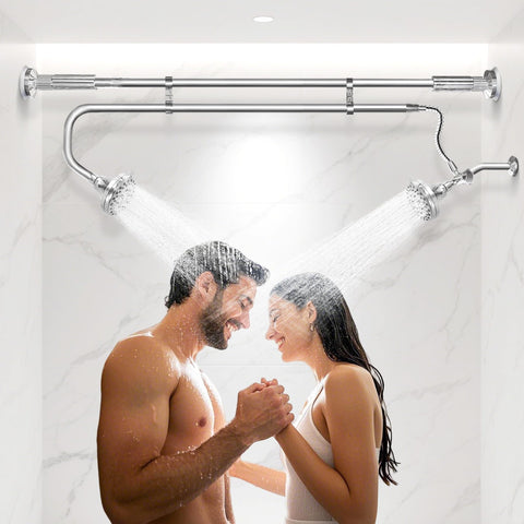 OURBAOFU dual shower heads in use create a spacious spa-like rinse.