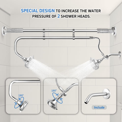 OURBAOFU shower heads with adjustable rod fit versatile bathroom layouts.