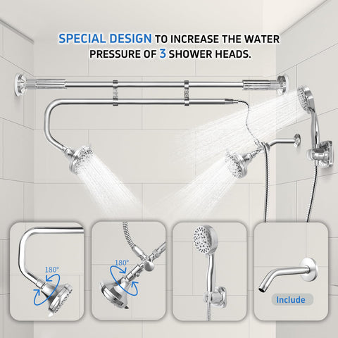 OURBAOFU dual heads for couples providing synchronized water flow during a shared shower.