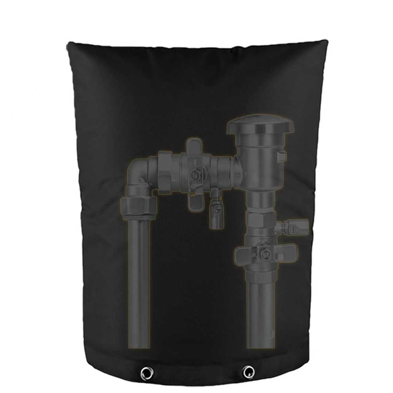 Ourlytt backflow pipe cover with Velcro closure protects pipes from cold.