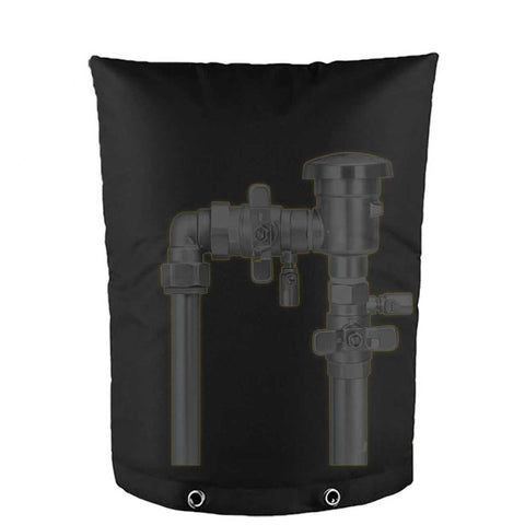 Ourlytt backflow pipe cover with Velcro closure protects pipes from cold.