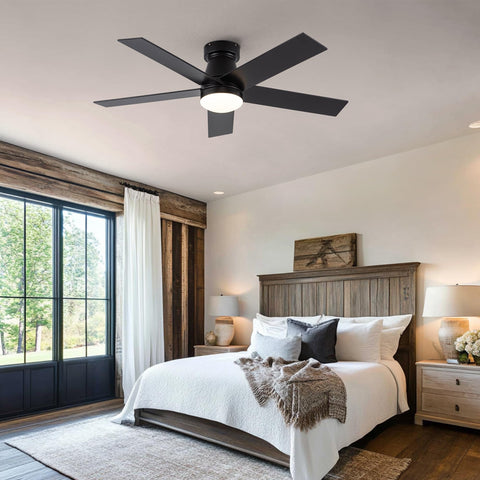 OURSTAR app and remote control simplify fan and light management.