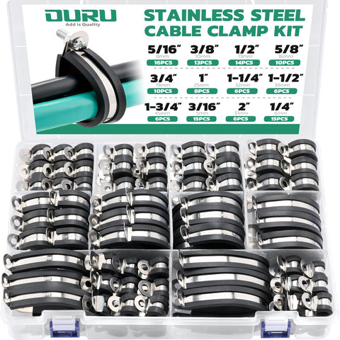 OURU 125pcs cable clamps assortment box for versatile wire management