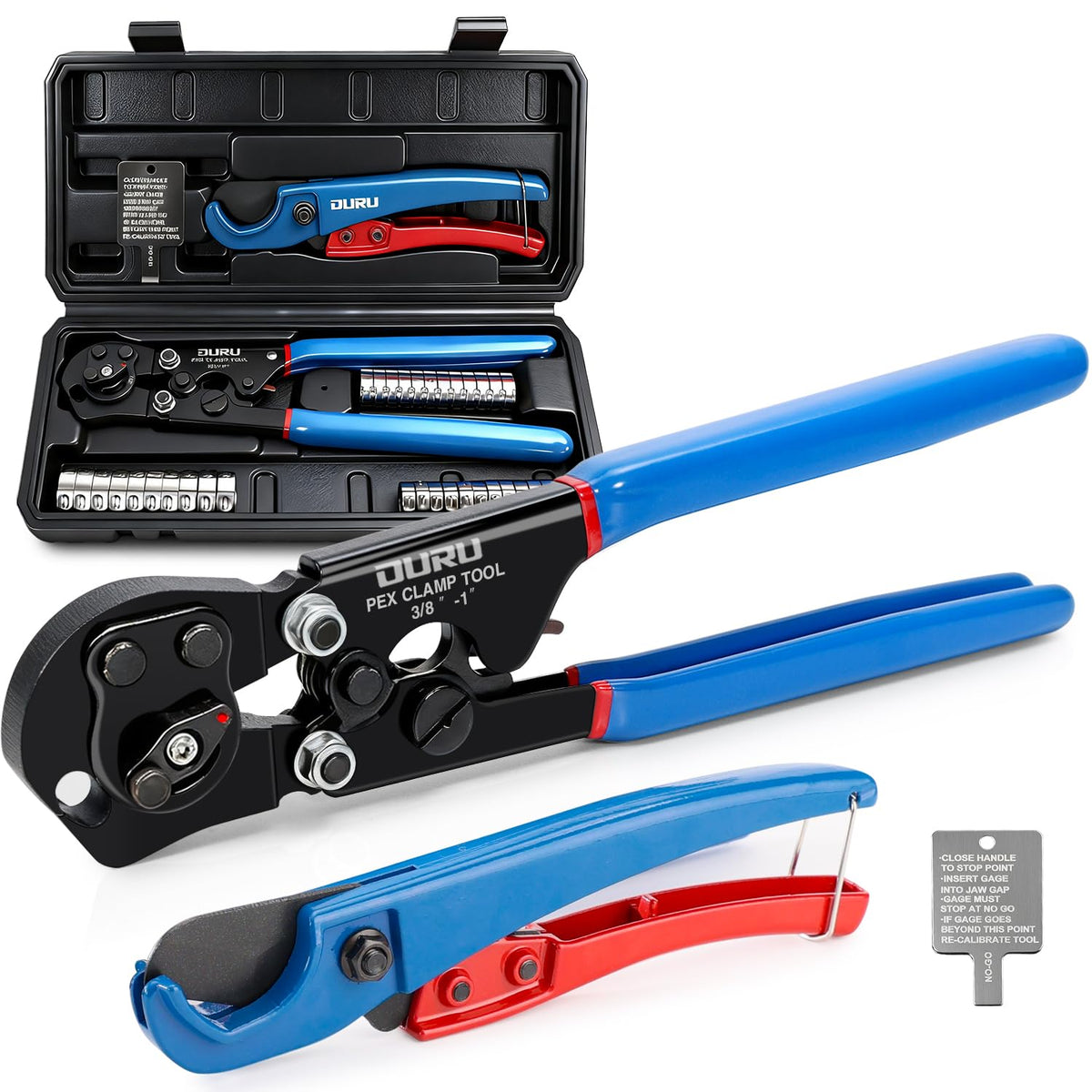 OURU 2-in-1 ratchet PEX crimp tool with cinch and removal feature for fast installations.