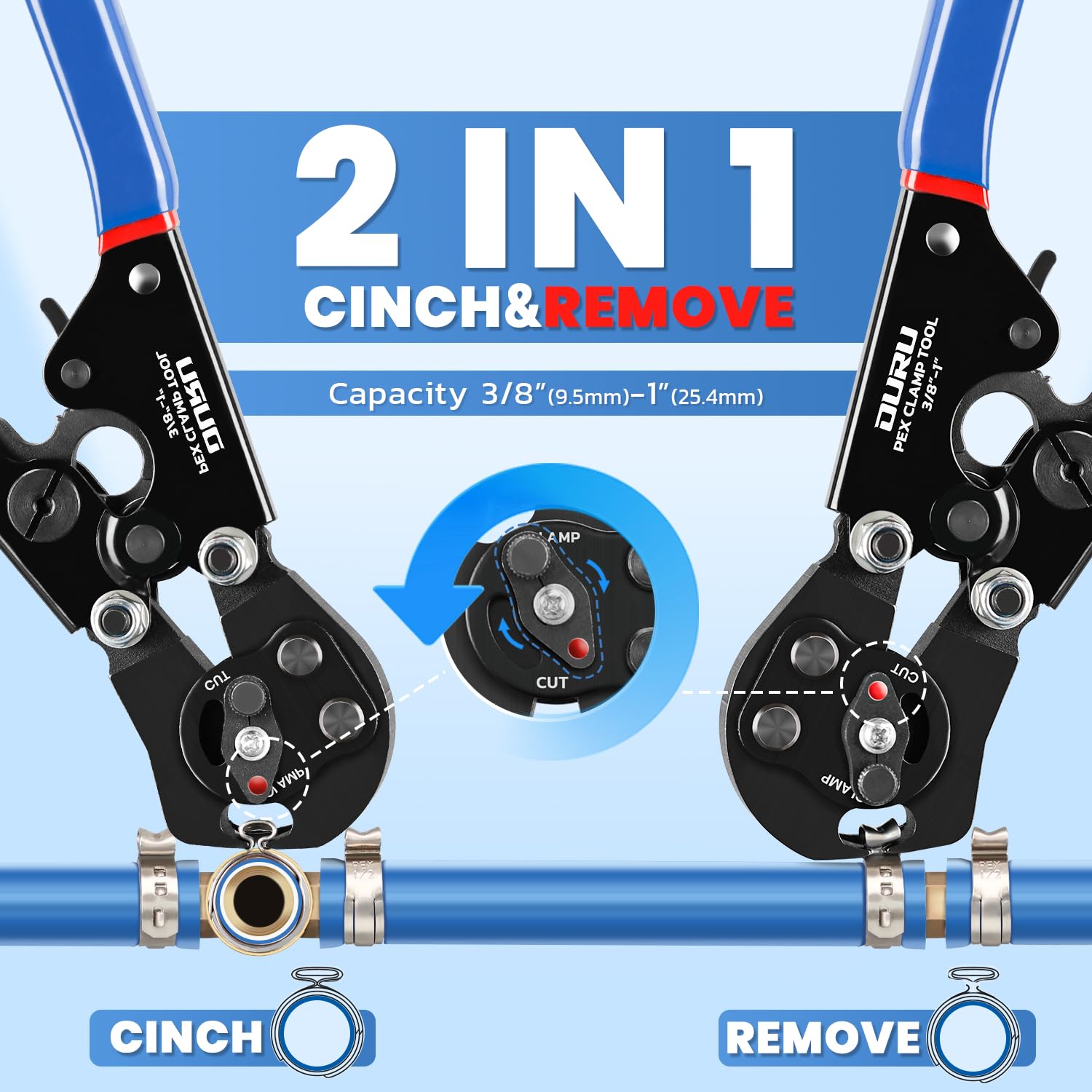 OURU cinch and removal function in action for easy clamp removal