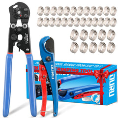 OURU 2-in-1 ratchet PEX crimping tool close-up for precise crimps