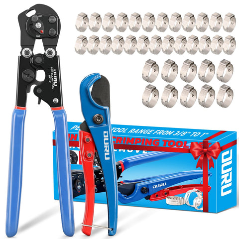 OURU 2-in-1 ratchet PEX crimping tool close-up for precise crimps