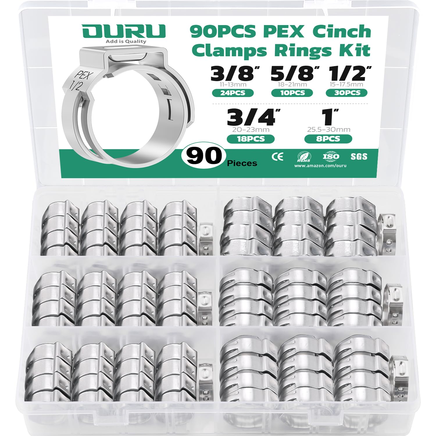 Ouru Pex clamps 3-8 inch size provides a secure leak-free seal for home plumbing.
