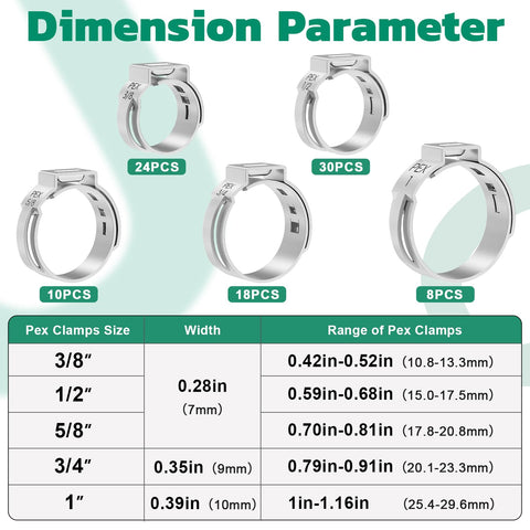 Ouru Pex clamps half-inch size enable quick, durable fastening with corrosion-resistant stainless steel.