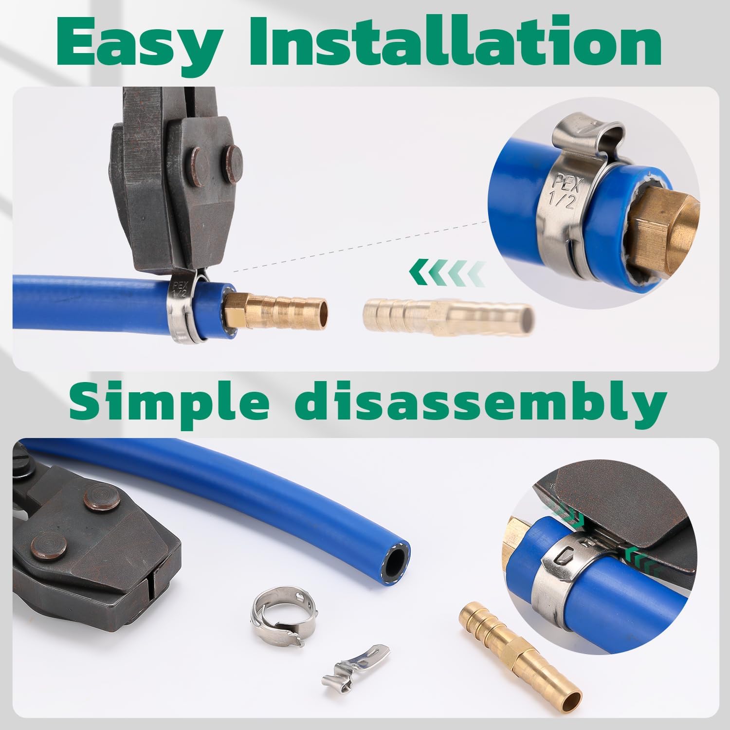 Ouru Pex clamps three-quarters inch feature burr-free edges for gentle tubing contact.