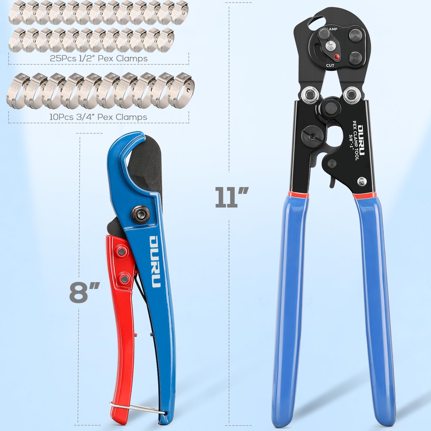 OURU PEX tool kit case included for organized plumbing tasks
