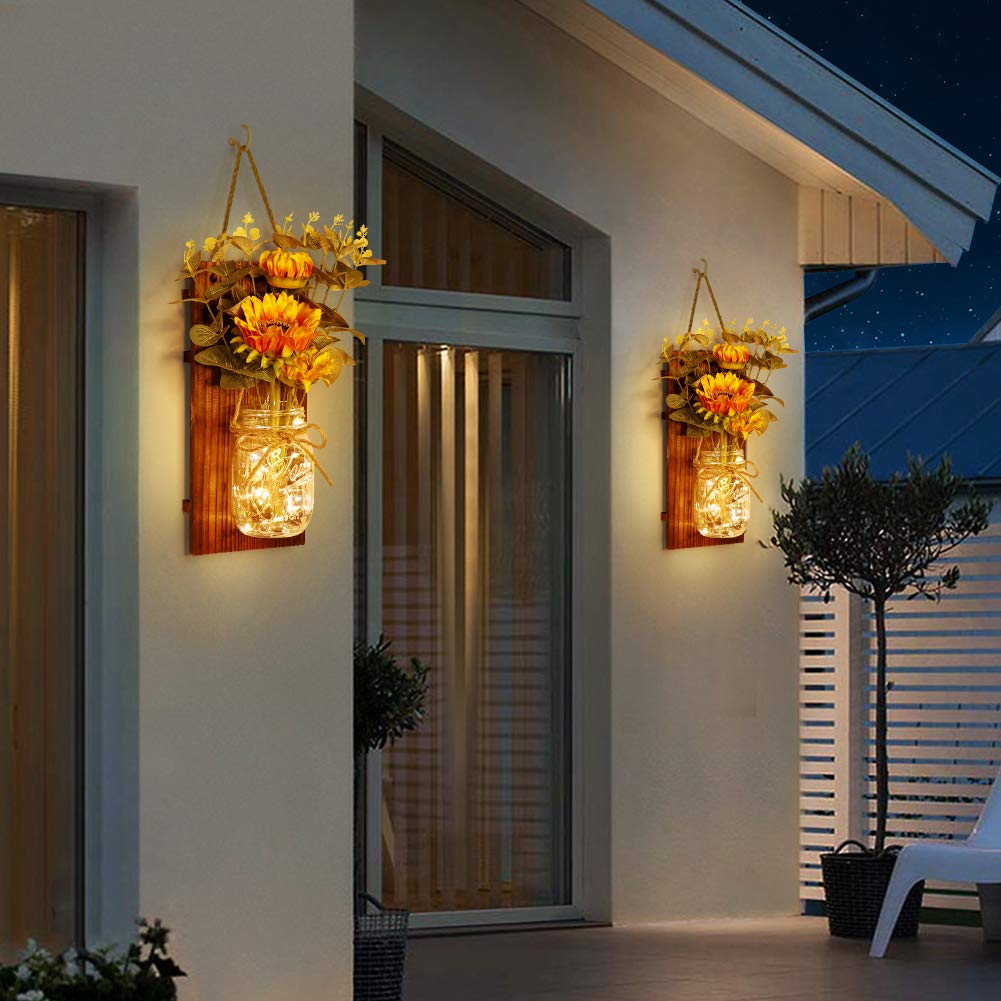 OurWarm sunflowers with warm LED light create inviting living space ambiance.