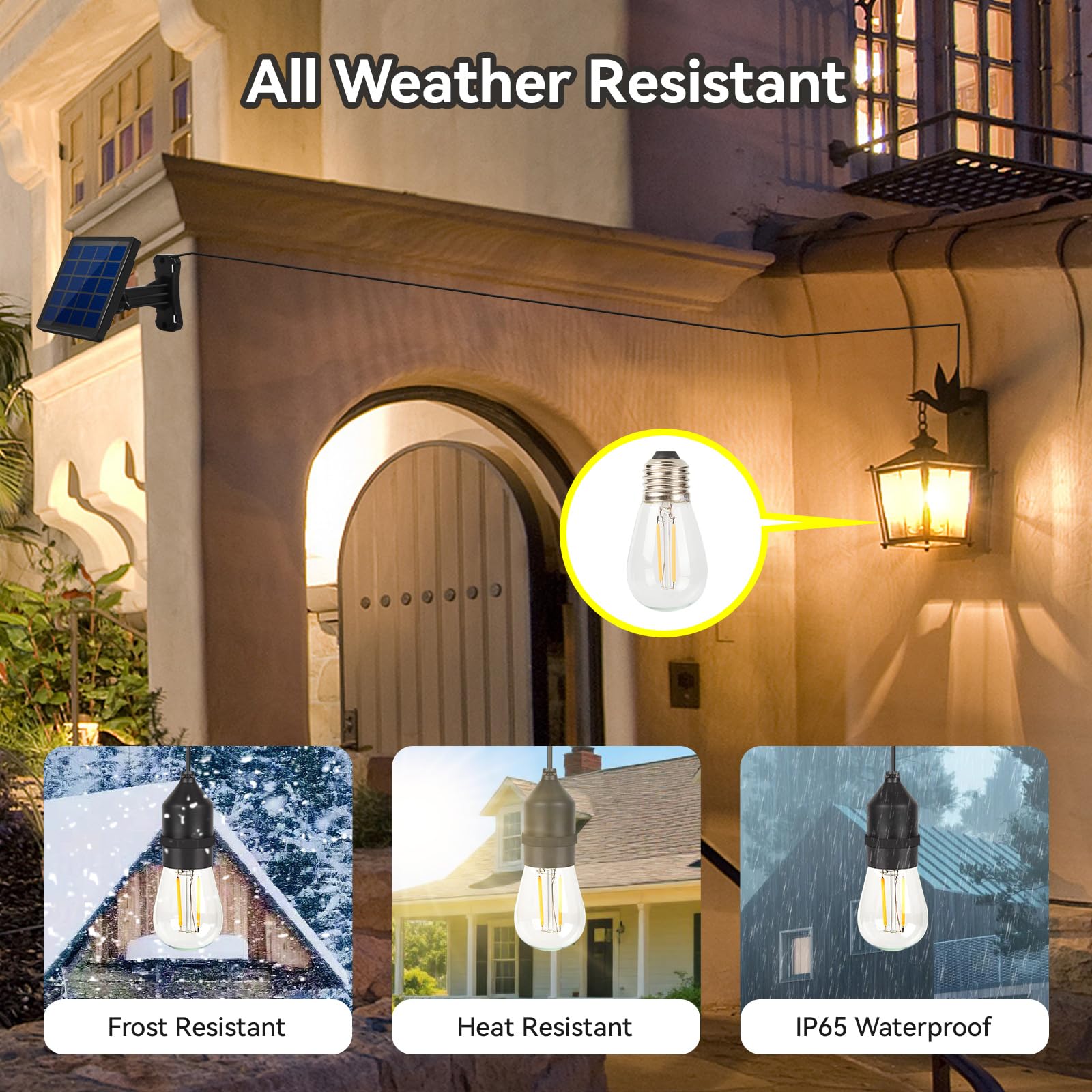 Ousam Led IP65 outdoor bulb withstands rain and dust for year-round use.