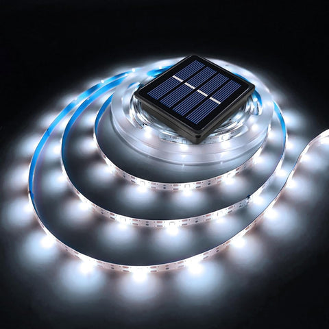 Ousam Led solar LED strip outdoors, 19.7 ft long, delivering even, bright ambient light.