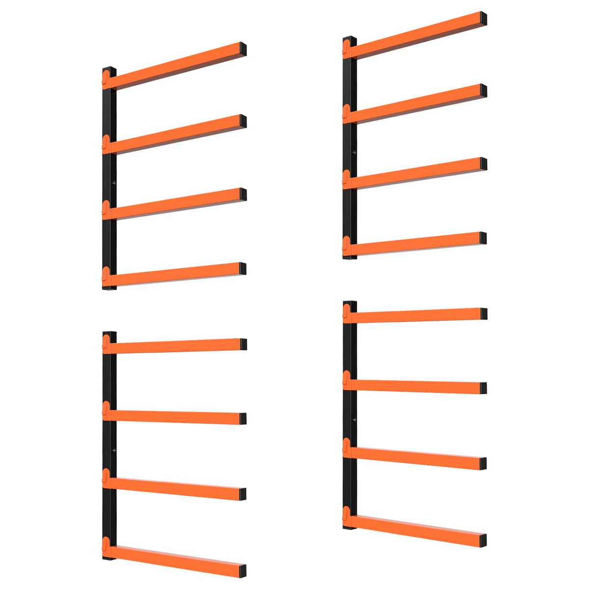 OUSHENG 8-level lumber rack wall-mounted for garage space-saving storage.