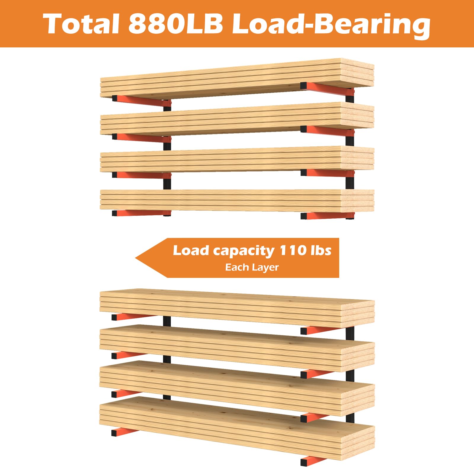 OUSHENG wall shelving for skis and snowboards with secure storage.