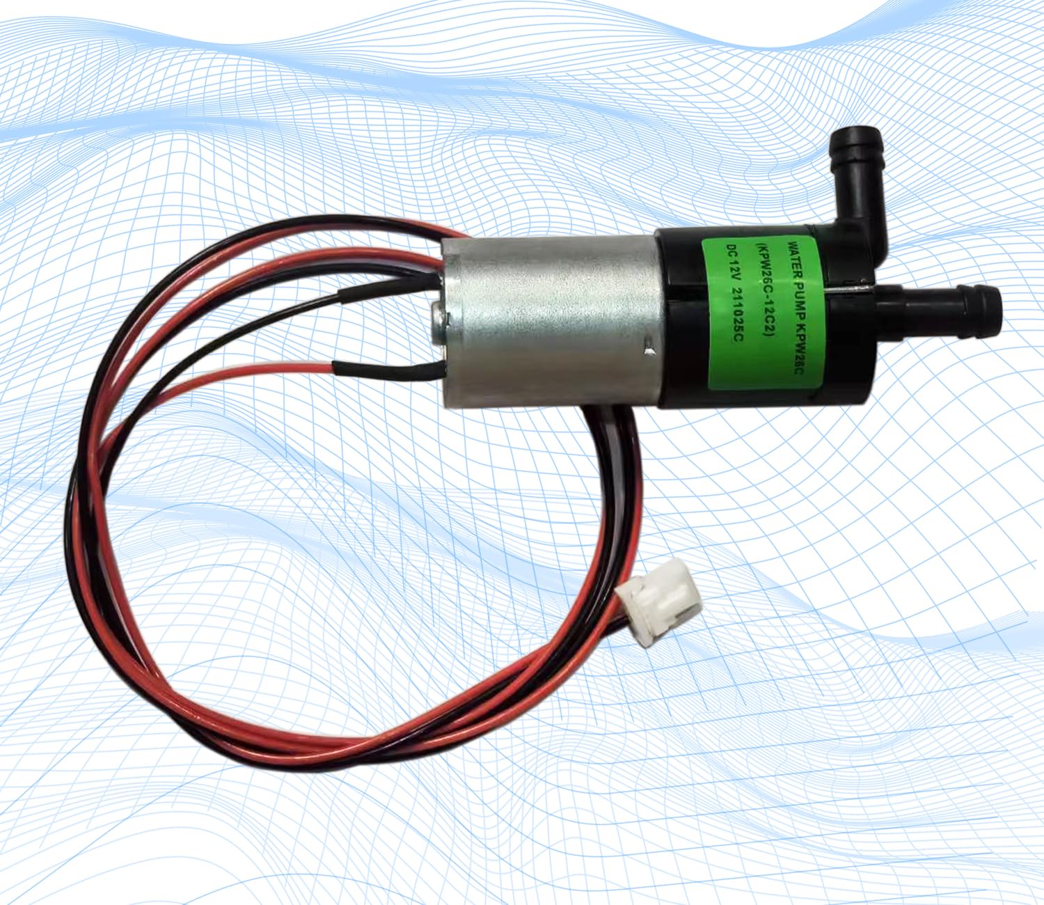 Nugget ice maker rear view featuring Ousted KPW26C-12C2 pump design.
